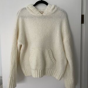 Pilcro Anthropologie Cozy White Knit Hooded Sweater